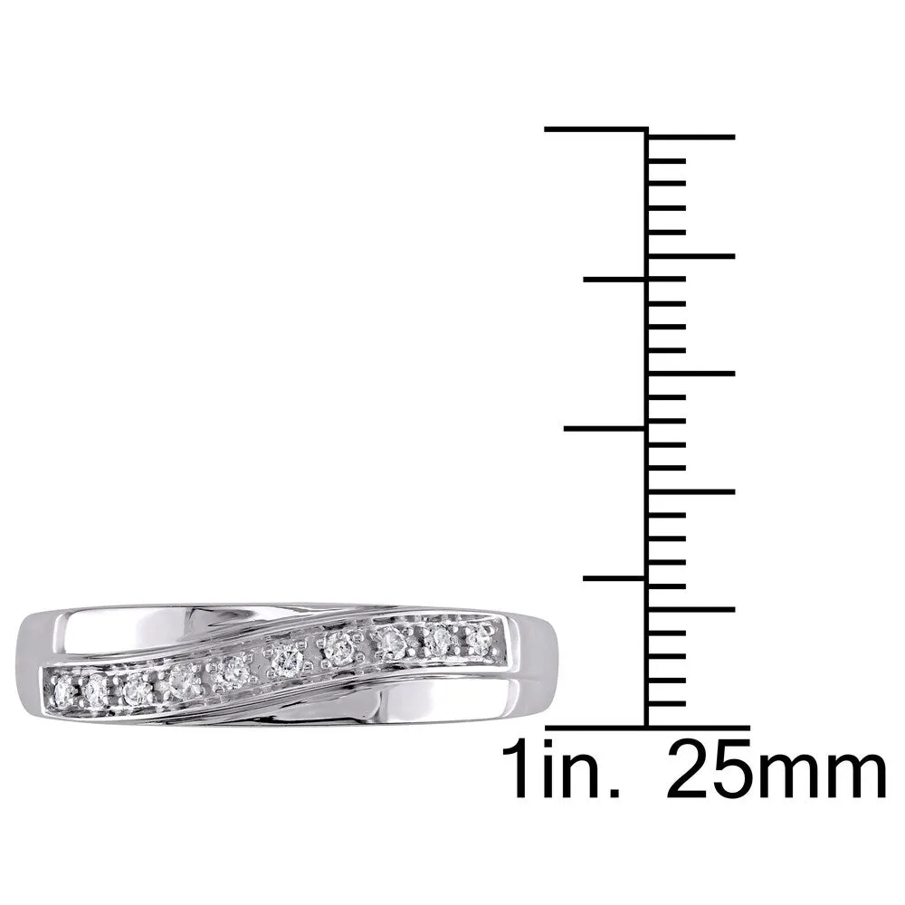 Miadora 10k White Gold 1/10ct TDW Diamond Wedding Band (Choice of Gender) sold by Zulily product image thumbnail 5