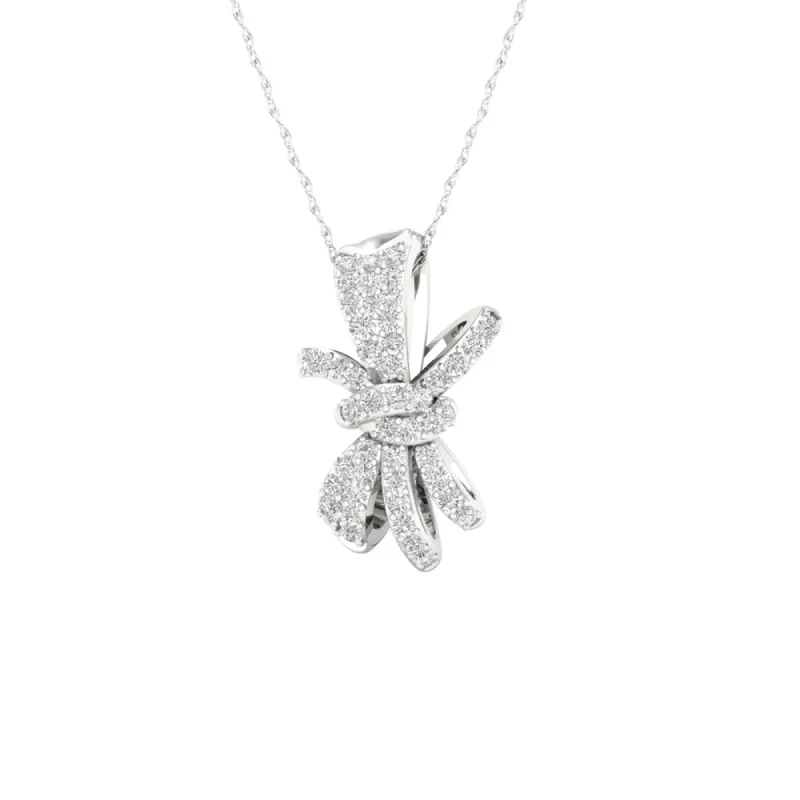 1/6ct TDW Diamond Bow Necklace in 10k Gold by De Couer sold by Zulily
