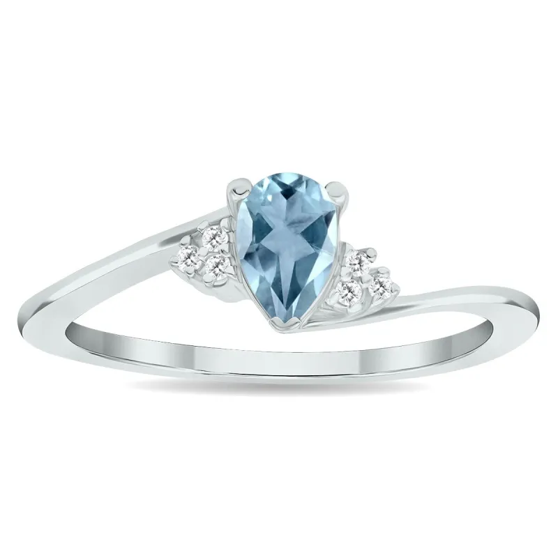 Women's Aquamarine and Diamond Tierra Ring in 10K White Gold sold by Zulily