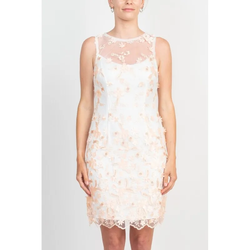 Adrianna Papell Women's Floral Embroidery Sleeveless Cocktail Dress White Size 2 sold by Zulily