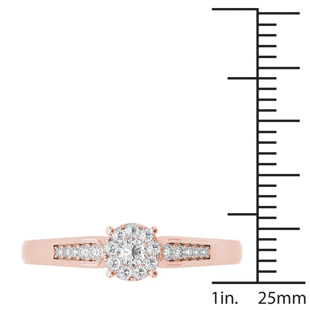 De Couer 10k Rose Gold 1/4ct TDW Diamond Cluster Engagement Ring - Pink sold by Zulily product image thumbnail 4