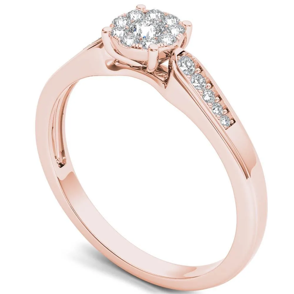 De Couer 10k Rose Gold 1/4ct TDW Diamond Cluster Engagement Ring - Pink sold by Zulily product image thumbnail 2
