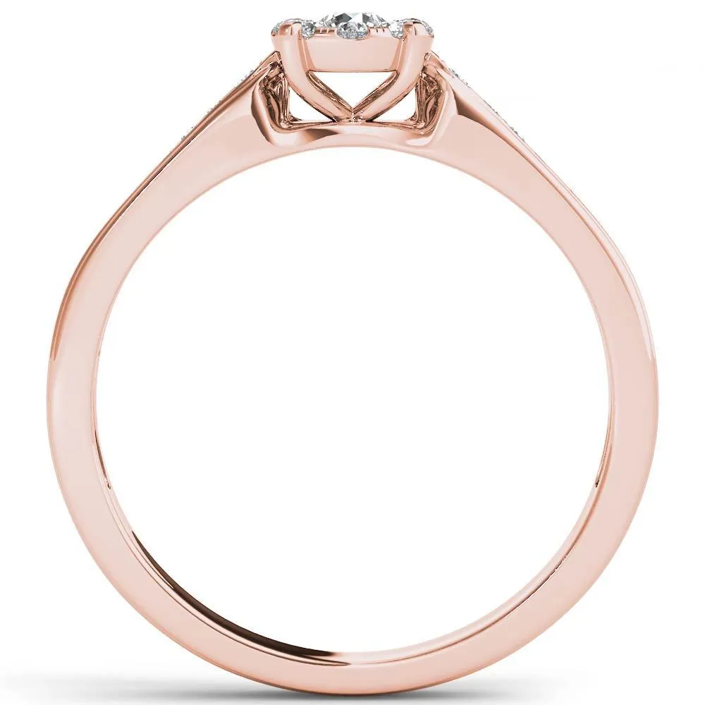 De Couer 10k Rose Gold 1/4ct TDW Diamond Cluster Engagement Ring - Pink sold by Zulily product image thumbnail 3