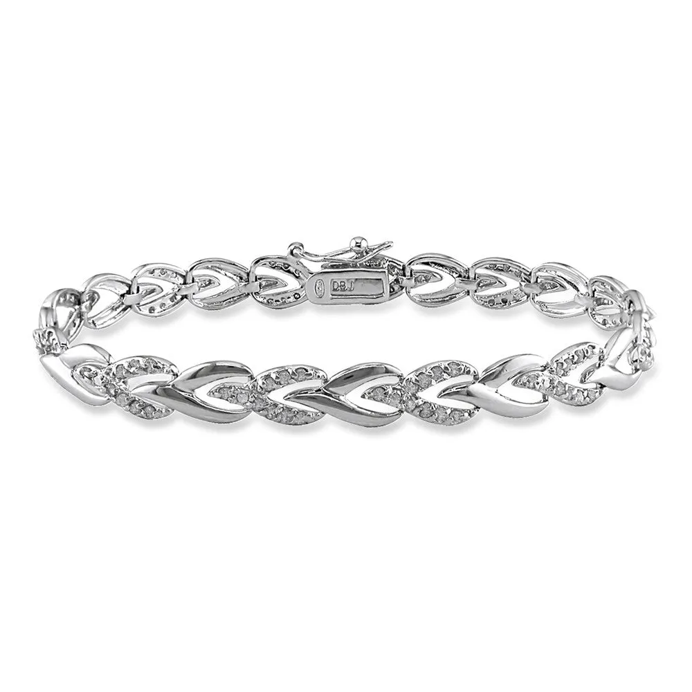 Miadora Sterling Silver 1ct TDW Diamond Heart Link Bracelet sold by Zulily