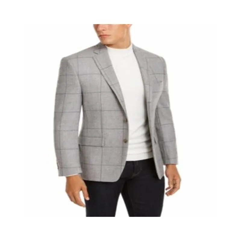 Ralph Lauren Men's Lexington Wool Blend Window Pane Two Button Blazer Gray 40 sold by Zulily