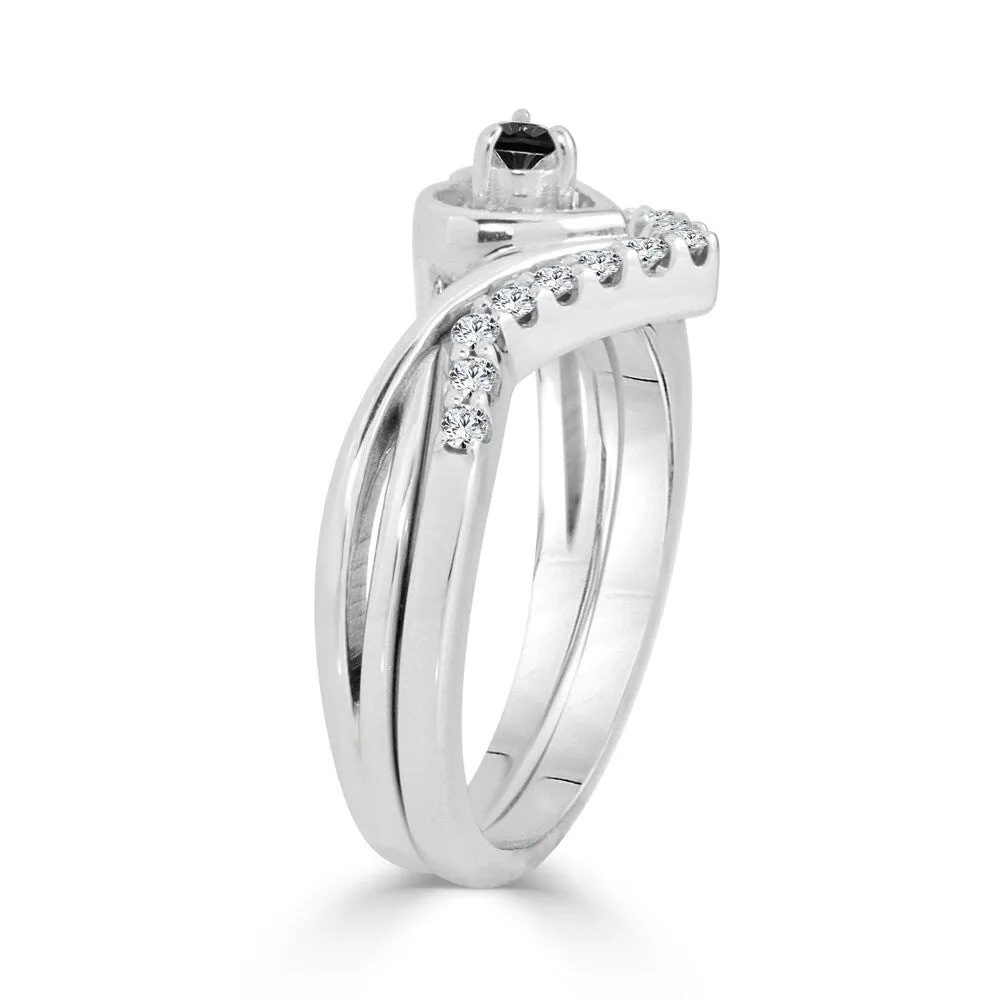 Auriya 1/4ctw Heart Shaped Black Diamond Accent Engagement Ring Set 14k Gold sold by Zulily product image thumbnail 5