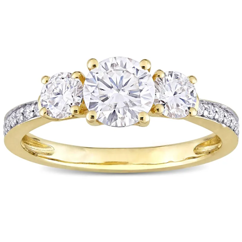 Miadora 1 3/8ct DEW Moissanite 3-Stone Engagement Ring in 10k Yellow Gold sold by Zulily