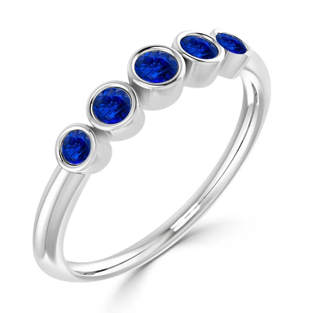 Auriya Petite Stackable 1/4ct Blue Sapphire 5-Stone Wedding Anniversary Band 10K Gold sold by Zulily