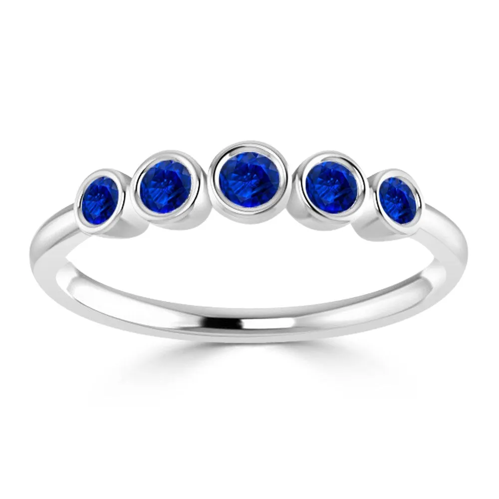 Auriya Petite Stackable 1/4ct Blue Sapphire 5-Stone Wedding Anniversary Band 10K Gold sold by Zulily product image thumbnail 3