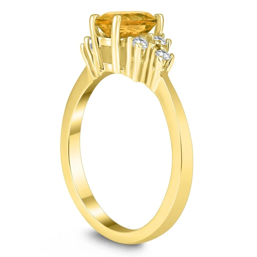 7X5MM Citrine and Diamond Regal Ring in 10K Yellow Gold sold by Zulily product image thumbnail 2