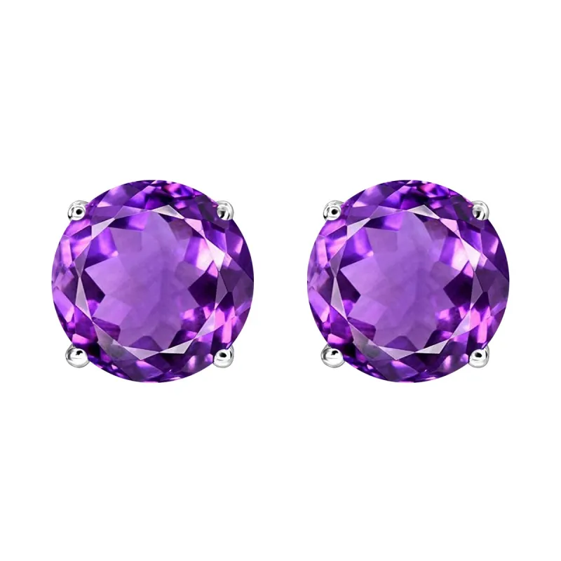 Sterling Silver with Natural Amethyst Stud Earring sold by Zulily
