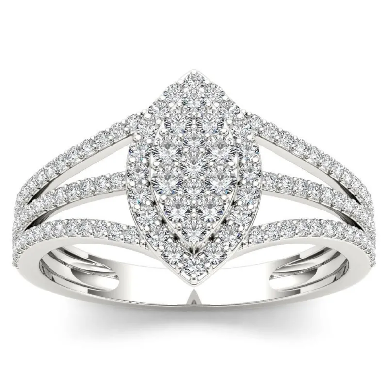 De Couer 10k White Gold 1/2ct TDW Diamond Marquise-Framed Cluster Engagement Ring sold by Zulily