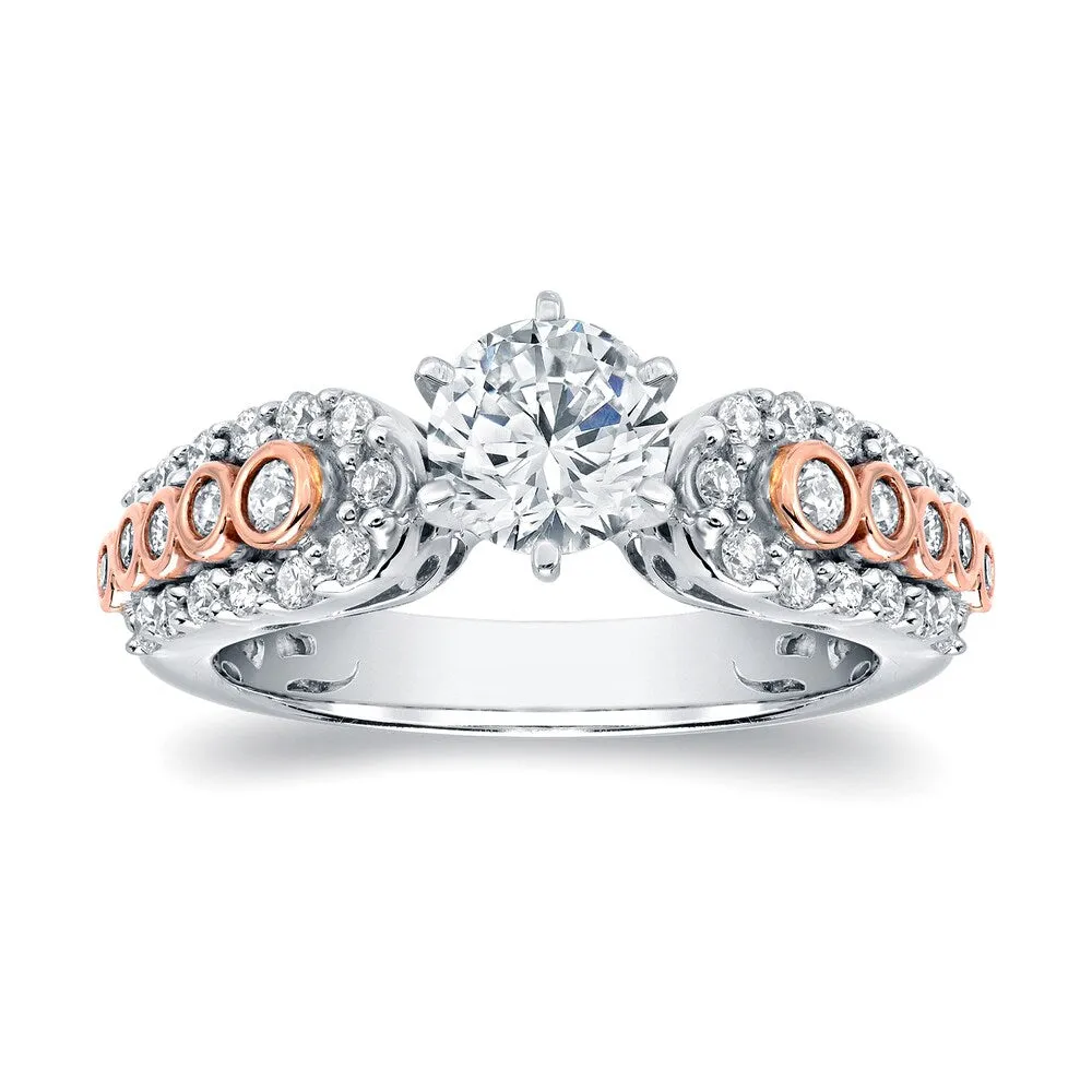 Auriya Modern 1 1/2ct TDW Round Diamond Engagement Ring 14k Two-Tone Rose Gold sold by Zulily