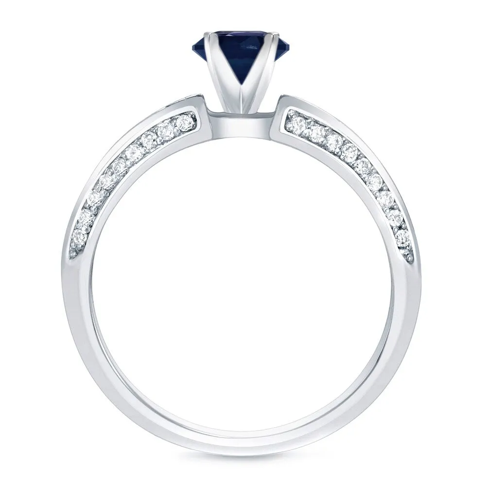 Auriya Modern Round 3/5ct Blue Sapphire and 2/5ct TDW Diamond Engagement Ring Set 14K Gold sold by Zulily product image thumbnail 4