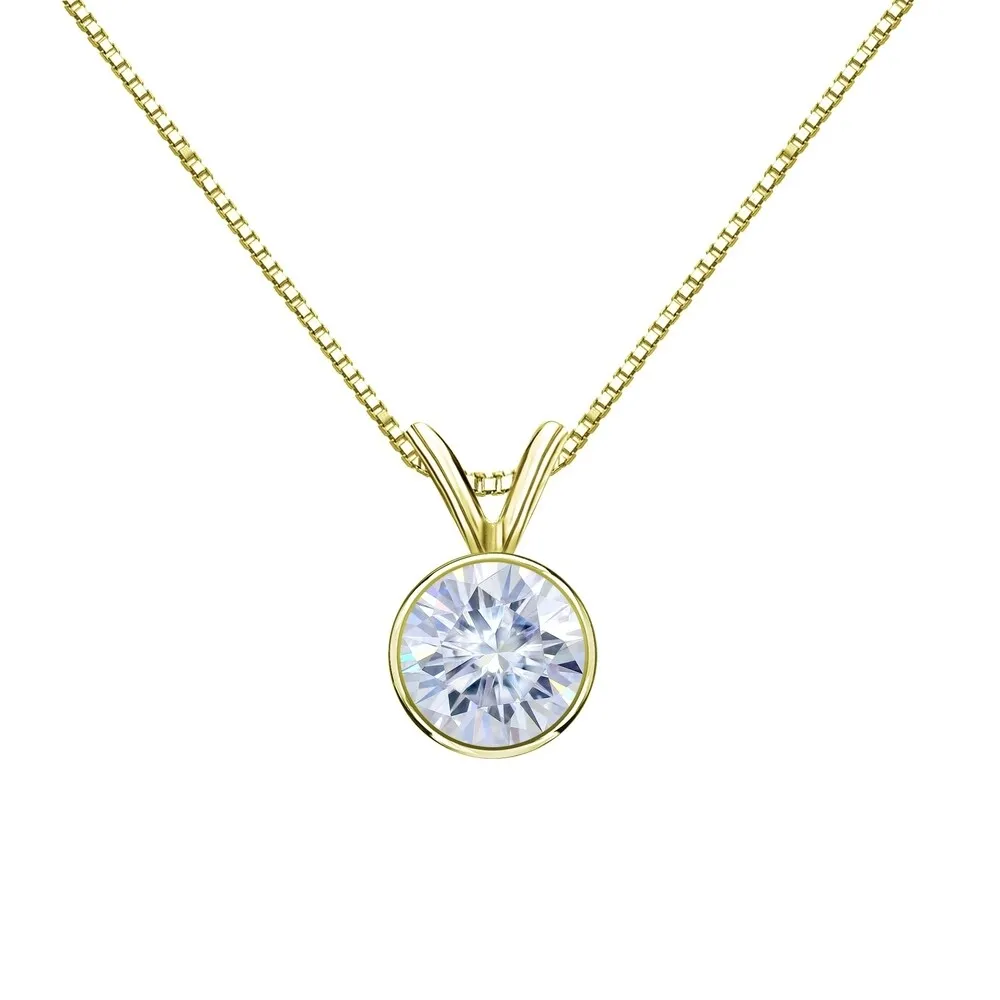Auriya 14k Gold 1 3/4ctw Solitaire Moissanite Necklace Bezel-set - 7.8 mm sold by Zulily product image thumbnail 4