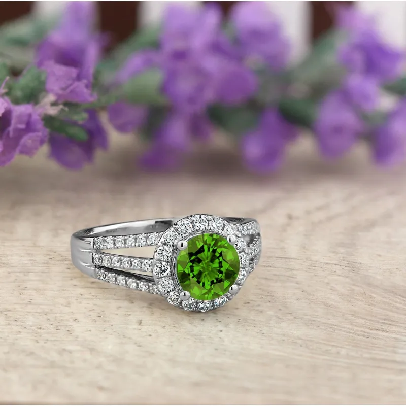 Auriya Modern 1 3/8ct Peridot and Halo Diamond Engagement Ring 1/2cttw 14k Gold sold by Zulily