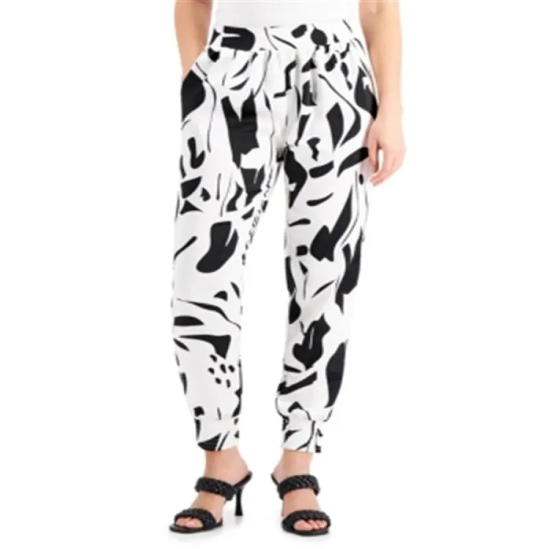 INC International Concepts Women's Printed Joggers White Size X-Large sold by Zulily
