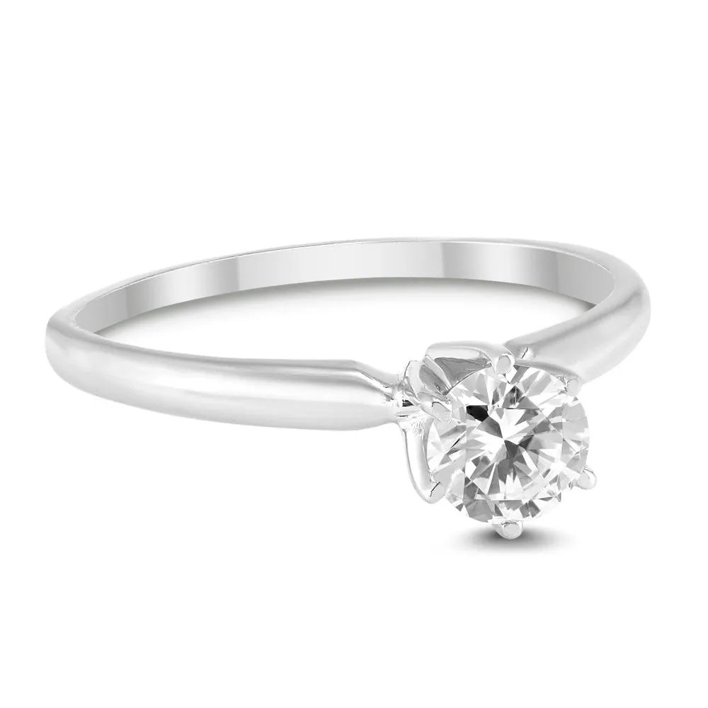 1/2 Carat Round Diamond Solitaire Ring in 14K White Gold sold by Zulily
