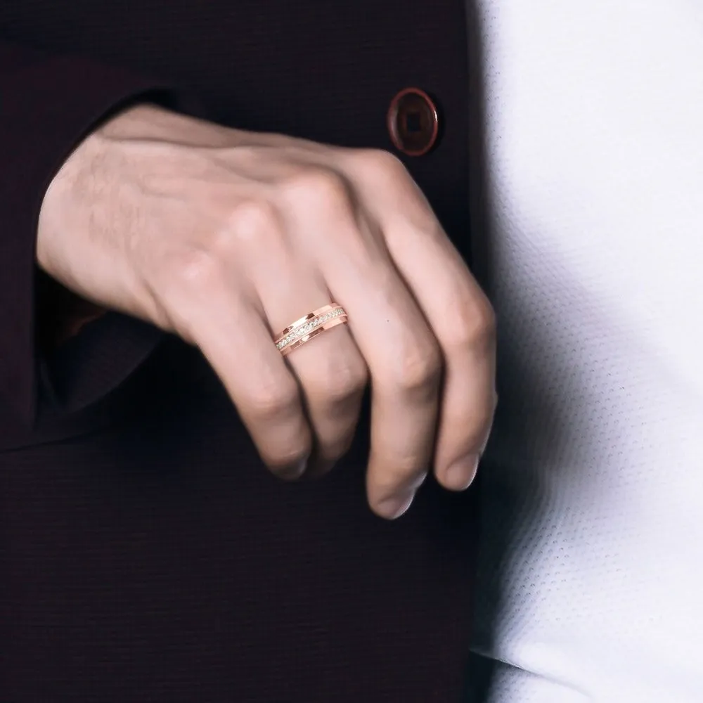 De Couer 10k Rose Gold 1/4ct TDW Men's Wedding Band - Pink sold by Zulily