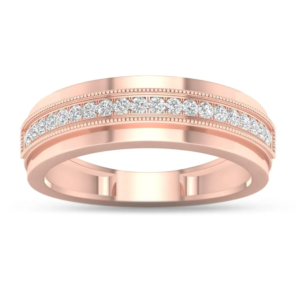 De Couer 10k Rose Gold 1/4ct TDW Men's Wedding Band - Pink sold by Zulily product image thumbnail 2