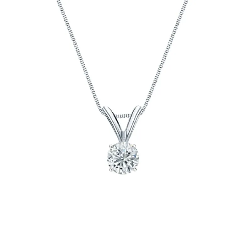 Auriya Platinum 0.20ctw Round Solitaire Lab Grown Diamond Necklace 4-Prong Basket (H-I VS) - 0.2 sold by Zulily