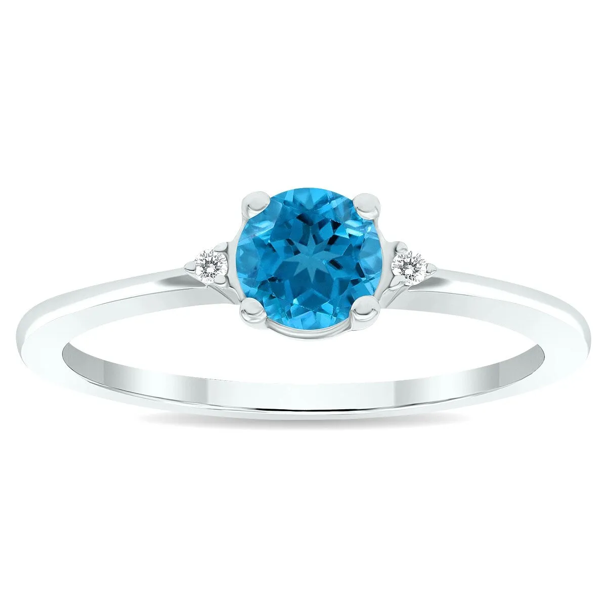 Women's Blue Topaz and Diamond Classic Band in 10K White Gold sold by Zulily