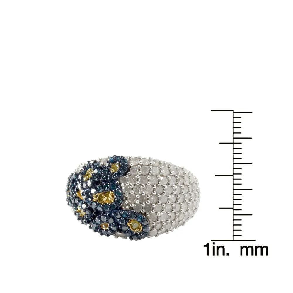 Sterling silver 1.50ct TDW Blue and White Diamond Leaf Fashion Band Ring sold by Zulily product image thumbnail 3