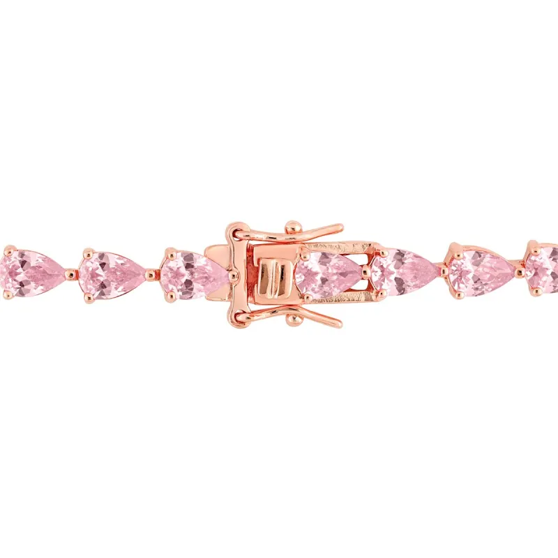 Miadora 13 1/2ct TGW Triangle-shape Pink Cubic Zirconia Tennis Bracelet in Rose Silver - 7.25 in - 7.25 in x 6 mm x 4 mm sold by Zulily