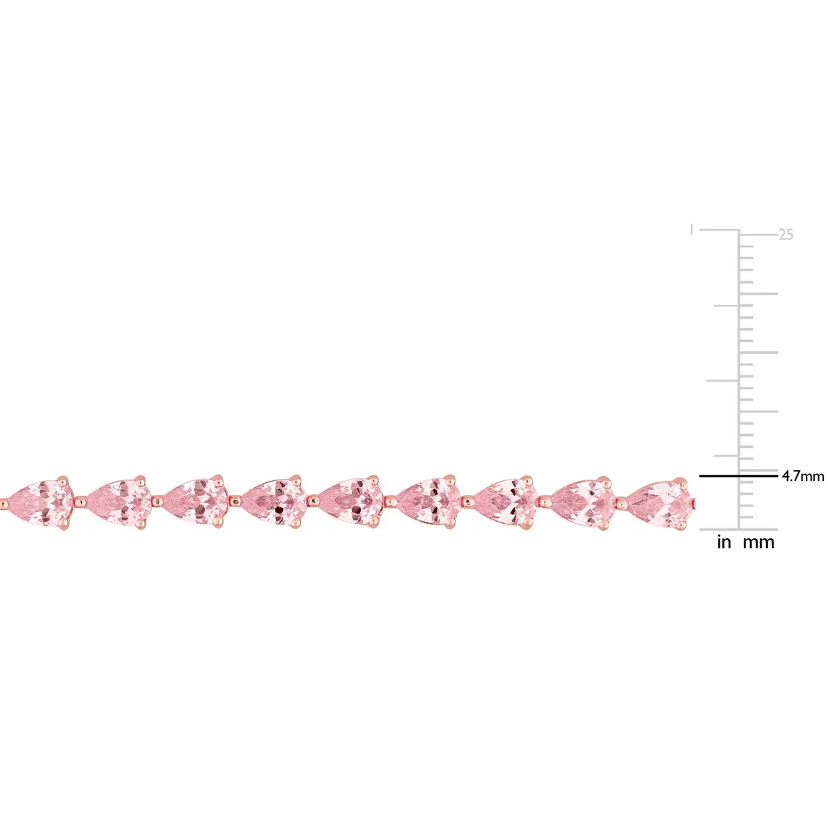 Miadora 13 1/2ct TGW Triangle-shape Pink Cubic Zirconia Tennis Bracelet in Rose Silver - 7.25 in - 7.25 in x 6 mm x 4 mm sold by Zulily product image thumbnail 2