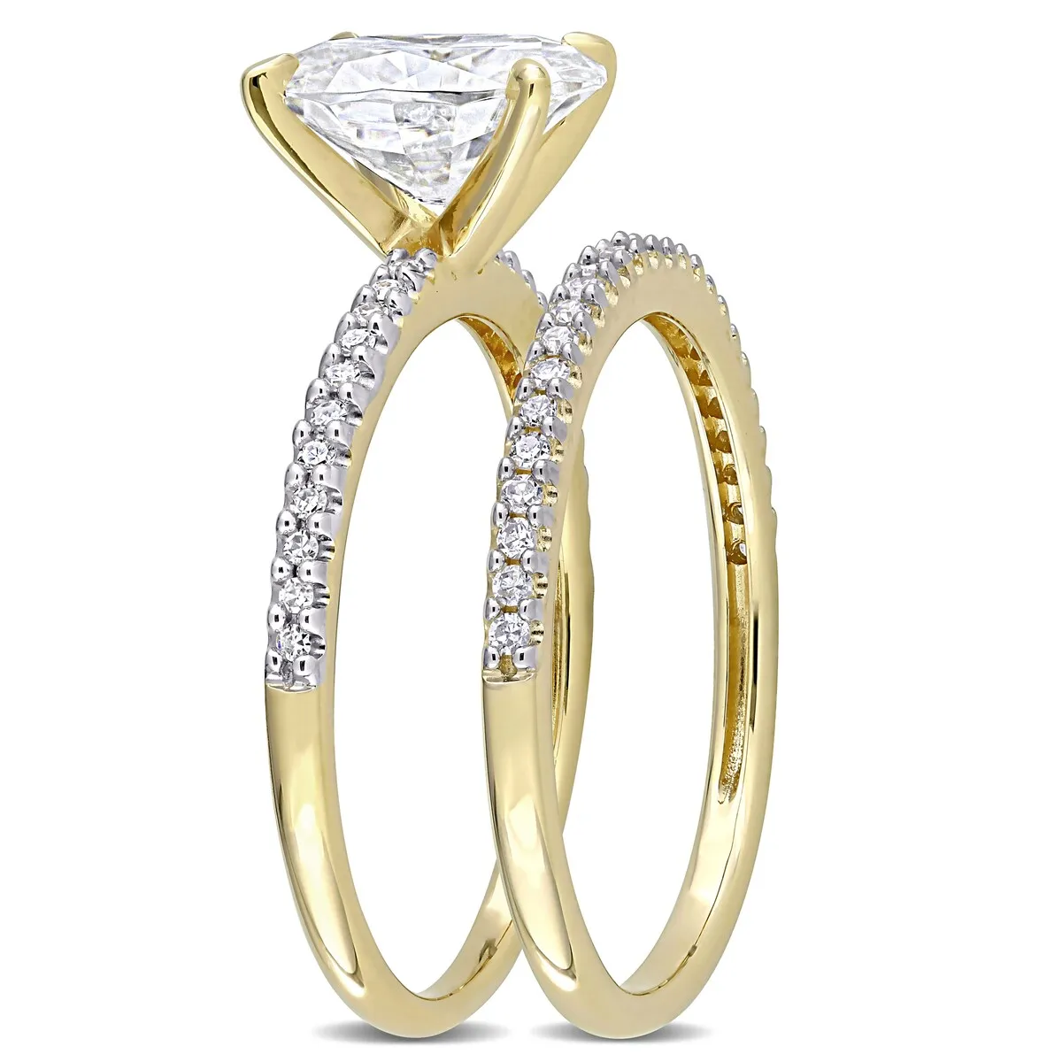 Miadora 2ct DEW Oval-Cut Moissanite and 1/4ct TDW Diamond Bridal Ring Set in 14k Yellow Gold sold by Zulily product image thumbnail 4