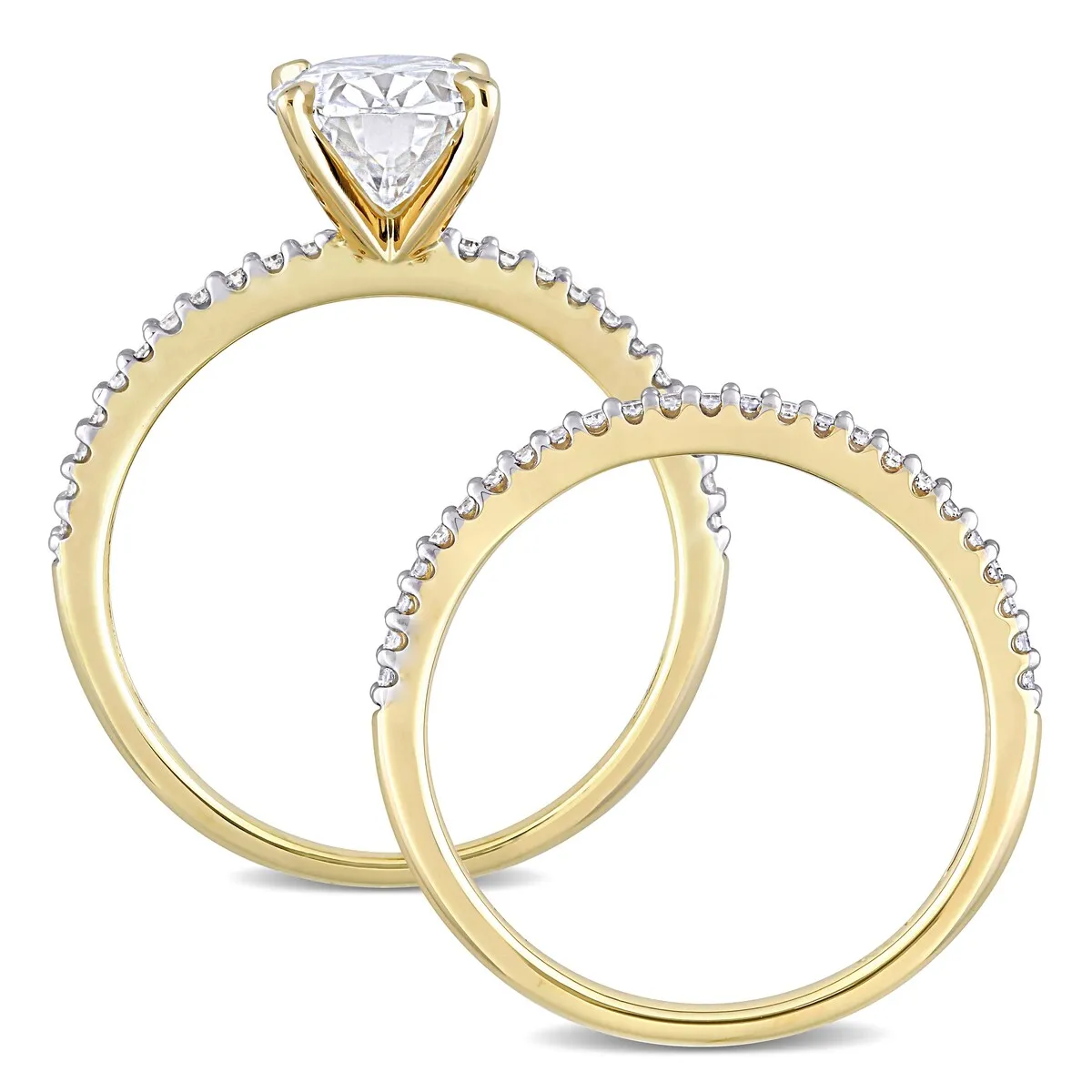 Miadora 2ct DEW Oval-Cut Moissanite and 1/4ct TDW Diamond Bridal Ring Set in 14k Yellow Gold sold by Zulily product image thumbnail 5
