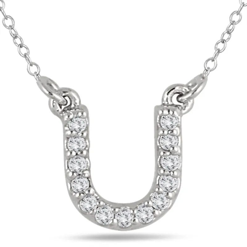 1/10 Carat TW U Initial Diamond Pendant in 10K White Gold sold by Zulily