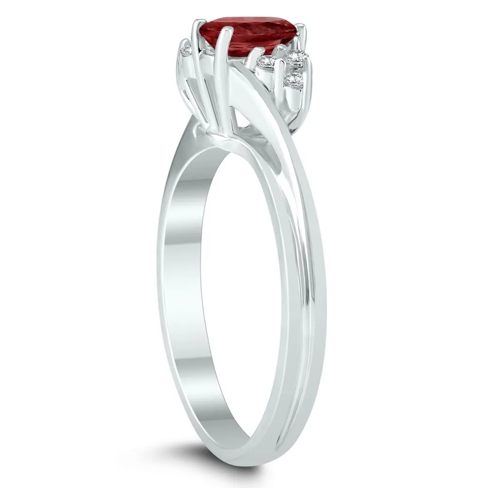 6X4MM Garnet and Diamond Twist Ring in 10K White Gold sold by Zulily product image thumbnail 2