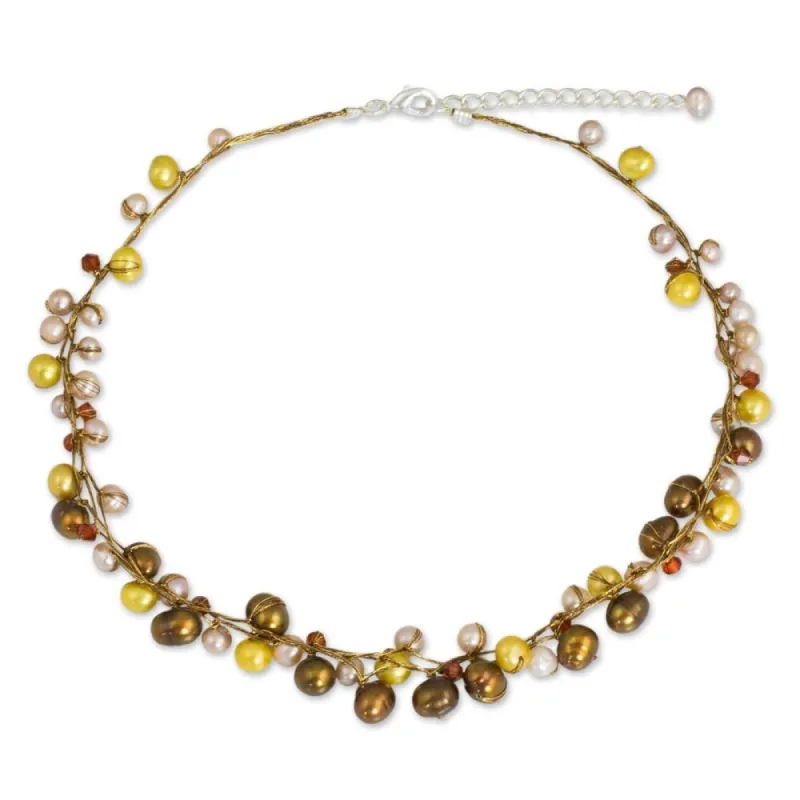 Handmade River Of Gold Freshwater Pearl Strand Necklace (Thailand) - Brown sold by Zulily