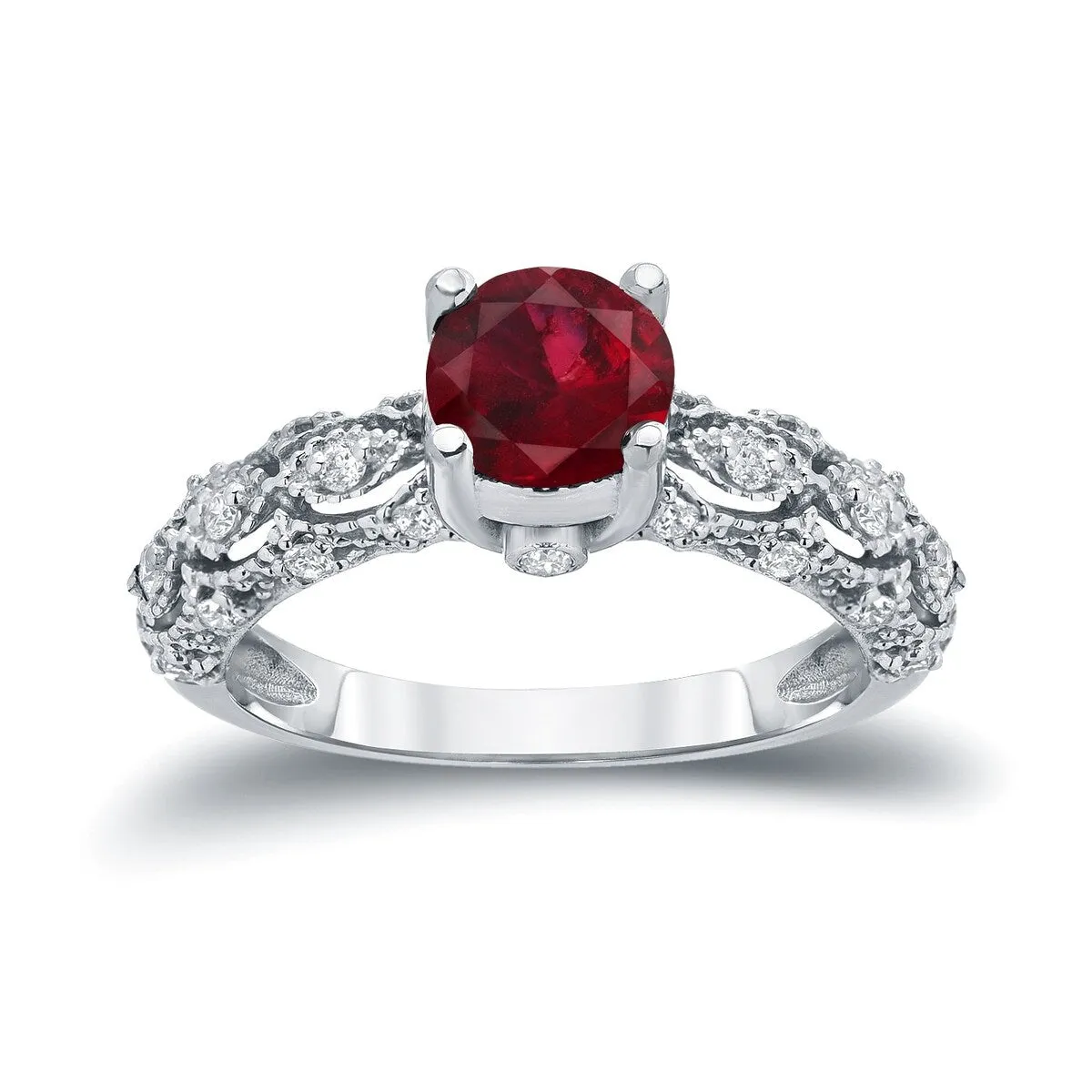 Auriya Vintage 1ct Red Ruby 1/4ctw Diamond Engagement Ring 14k Gold sold by Zulily product image thumbnail 2