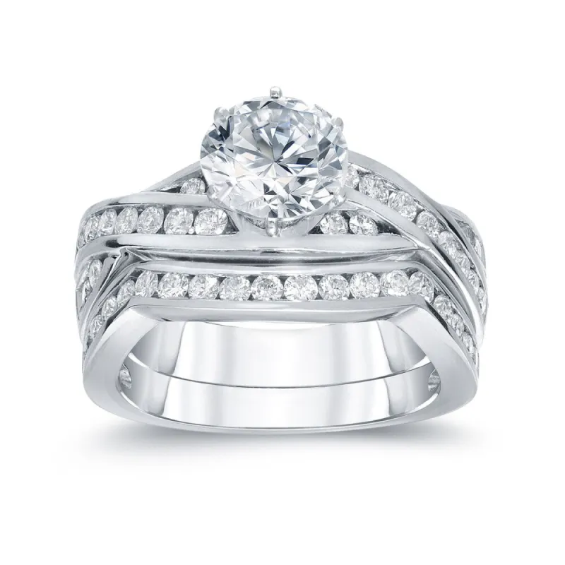 Auriya 14k Gold 2 carat TW Modern Round Diamond Engagement Ring Set sold by Zulily