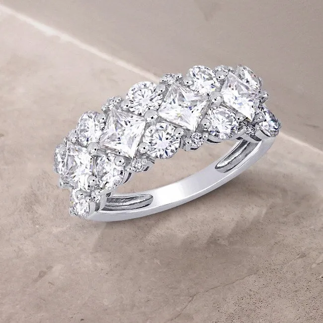 Miadora 3 1/10ct DEW Princess-cut Moissanite & 1/10ct TDW Diamond Anniversary Band in 10k White Gold sold by Zulily product image thumbnail 3