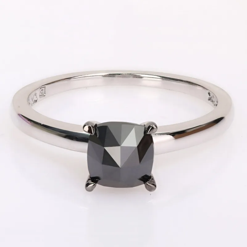 Miadora 10k White Gold 1ct TDW Cushion-cut Black Diamond Solitaire Engagement Ring sold by Zulily