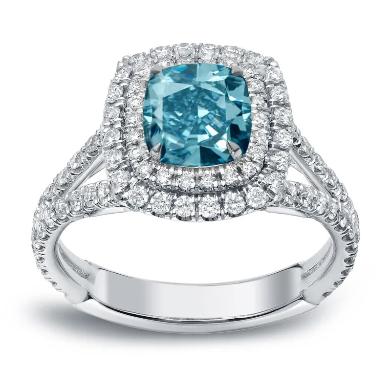 Auriya 18k Gold 2ctw Cushion-cut Blue Diamond Engagement Ring sold by Zulily
