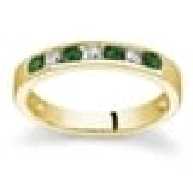 Emerald and Diamond Stackable Channel Ring sold by Zulily