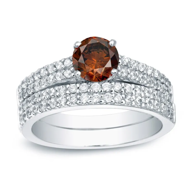 Auriya Platinum 1 1/2ctw Double Row Brown Diamond Engagement Ring Set sold by Zulily