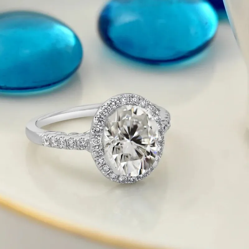 Auriya 14k Gold 2 1/4ct Oval Moissanite Halo Diamond Engagement Ring 3/8cttw sold by Zulily