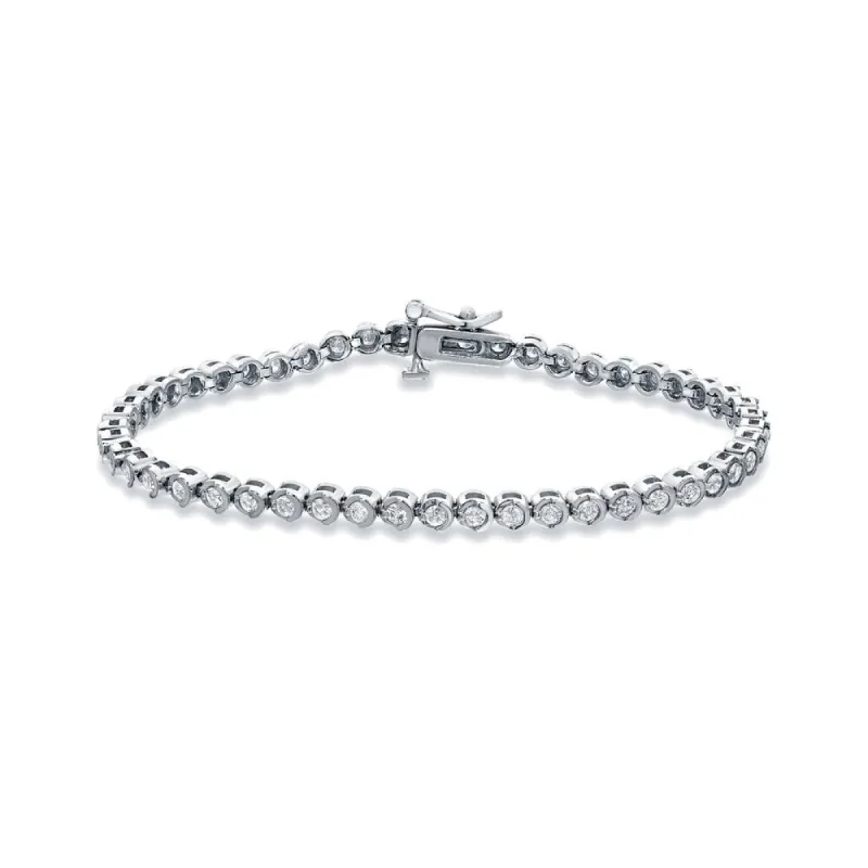 Auriya 2ctw Bezel-set Diamond Tennis Bracelet 14k White Gold - 7-inch sold by Zulily