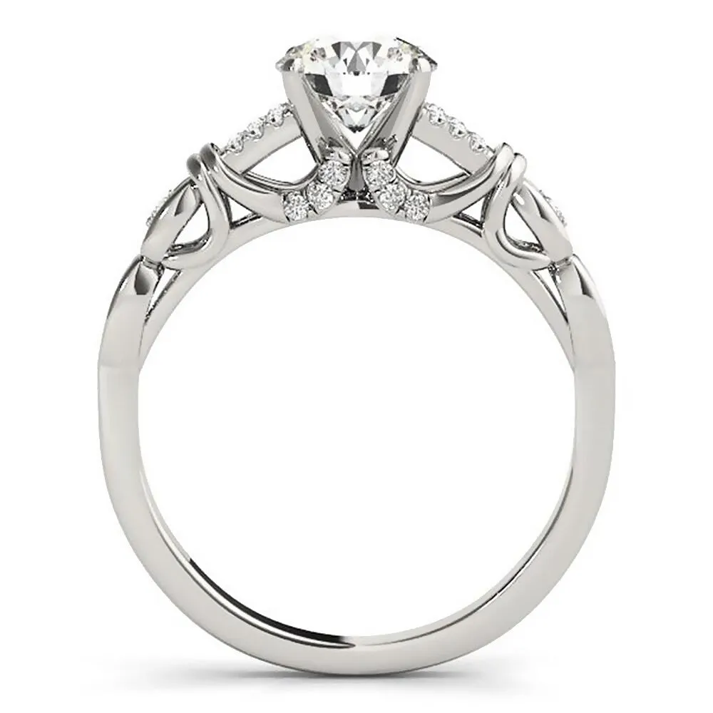 Auriya 2ct Round Moissanite and 1/8ctw Diamond Engagement Ring 14K Gold sold by Zulily product image thumbnail 3