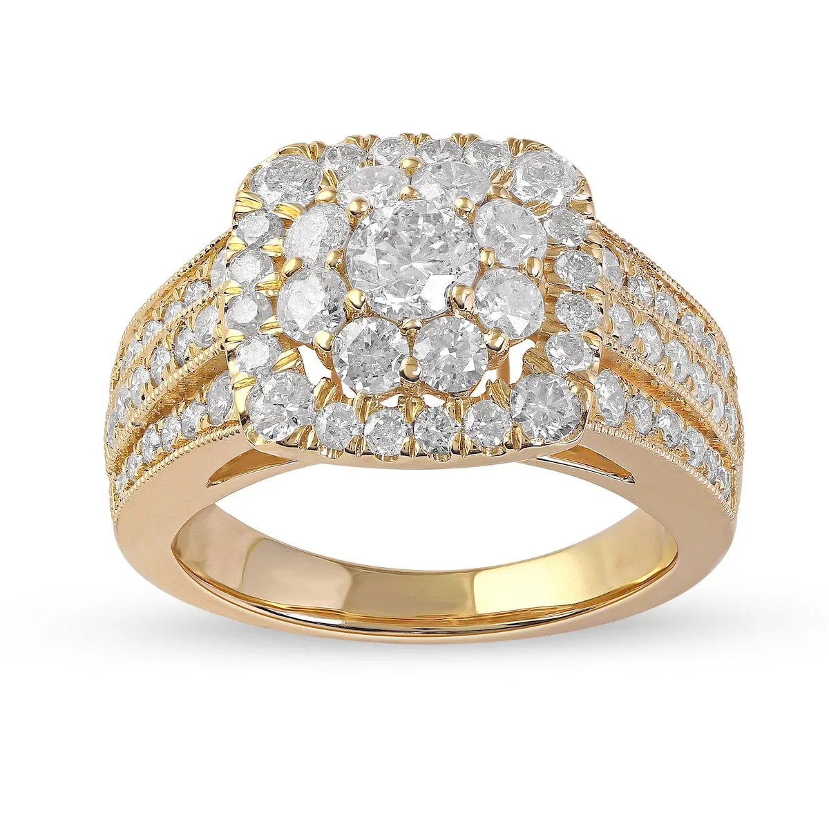 De Couer 2ct TDW Diamond Floral Halo Engagement Ring - Yellow sold by Zulily product image thumbnail 3