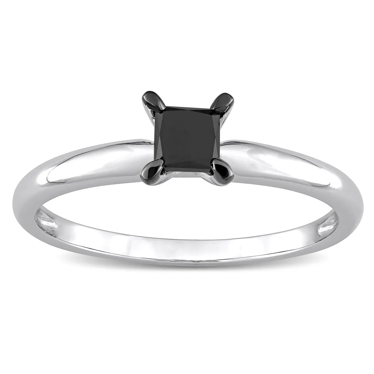 Miadora 1/2ct TDW Princess-cut Black Diamond Solitaire Engagement Ring in 14k White Gold sold by Zulily product image thumbnail 3