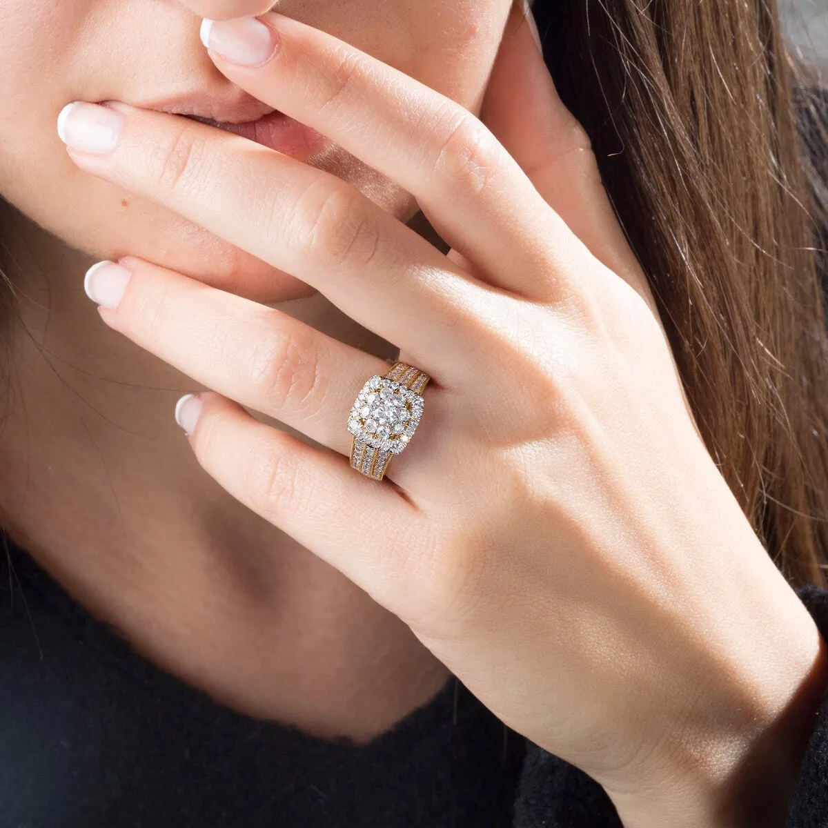 De Couer 2ct TDW Diamond Floral Halo Engagement Ring - Yellow sold by Zulily product image thumbnail 2