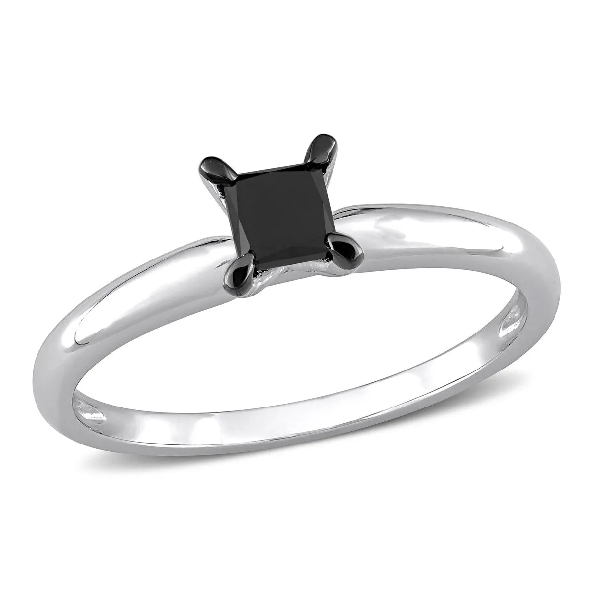 Miadora 1/2ct TDW Princess-cut Black Diamond Solitaire Engagement Ring in 14k White Gold sold by Zulily product image thumbnail 2