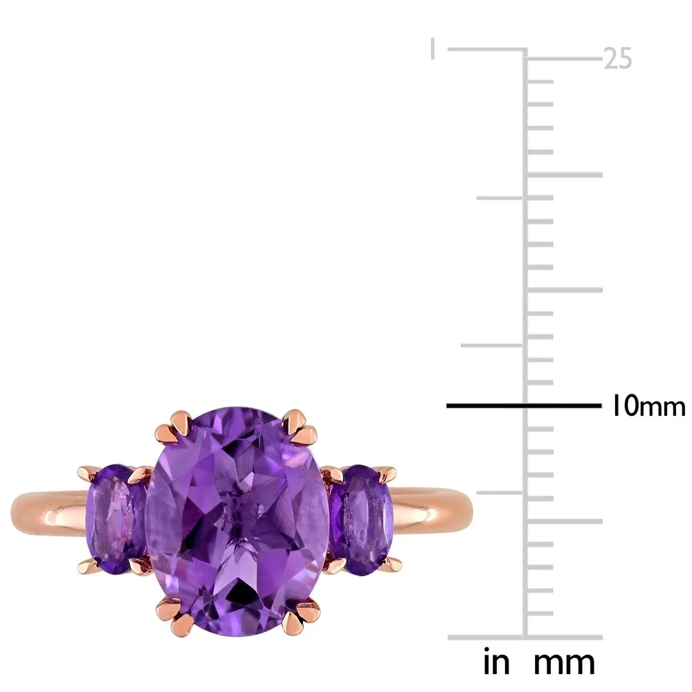 Miadora 14k Rose Gold Oval-Cut Amethyst and African-Amethyst 3-Stone Ring sold by Zulily product image thumbnail 4