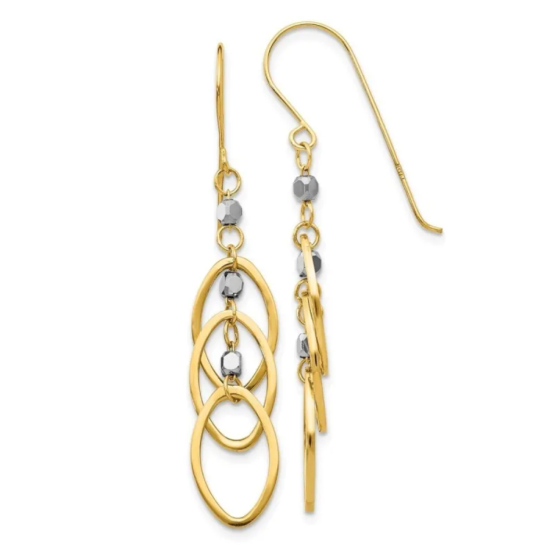 Curata 14k Two Tone Gold 45x8mm Oval and Bead Hook Earrings sold by Zulily
